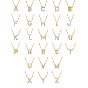 14K Yellow Gold Diamond A Initial Pendant Necklace