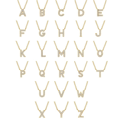 14K Yellow Gold Diamond A Initial Pendant Necklace