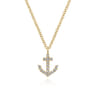 14K Yellow Gold Diamond Anchor Pendant Necklace - 0.09 ct