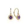 14K Yellow Gold Diamond And Amethyst Bujukan Drop Earrings - 0.07 ct