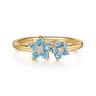 14K Yellow Gold Diamond And Blue Topaz Classic Ring - 0.03 ct