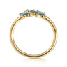 14K Yellow Gold Diamond And Blue Topaz Classic Ring - 0.03 ct