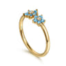 14K Yellow Gold Diamond And Blue Topaz Classic Ring - 0.03 ct