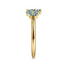 14K Yellow Gold Diamond And Blue Topaz Classic Ring - 0.03 ct