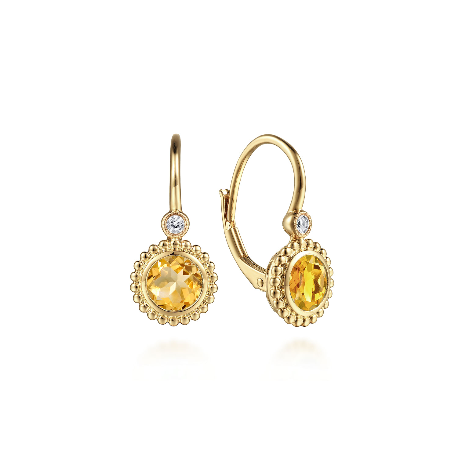14K Yellow Gold Diamond And Citrine Bujukan Drop Earrings