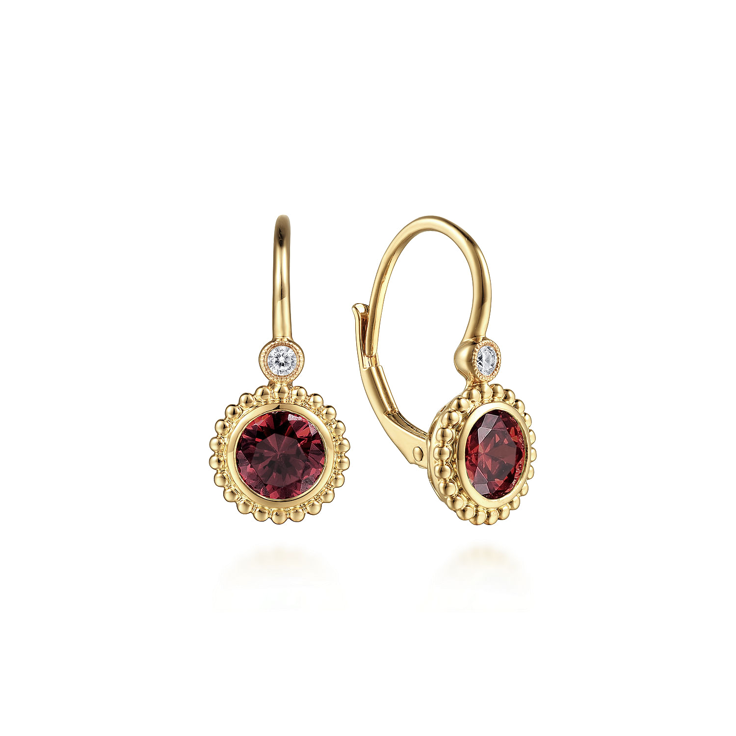 14K Yellow Gold Diamond And Garnet Bujukan Drop Earrings