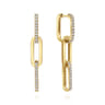 14K Yellow Gold Diamond And Hollow Link Chain Earrings - 0.55 ct