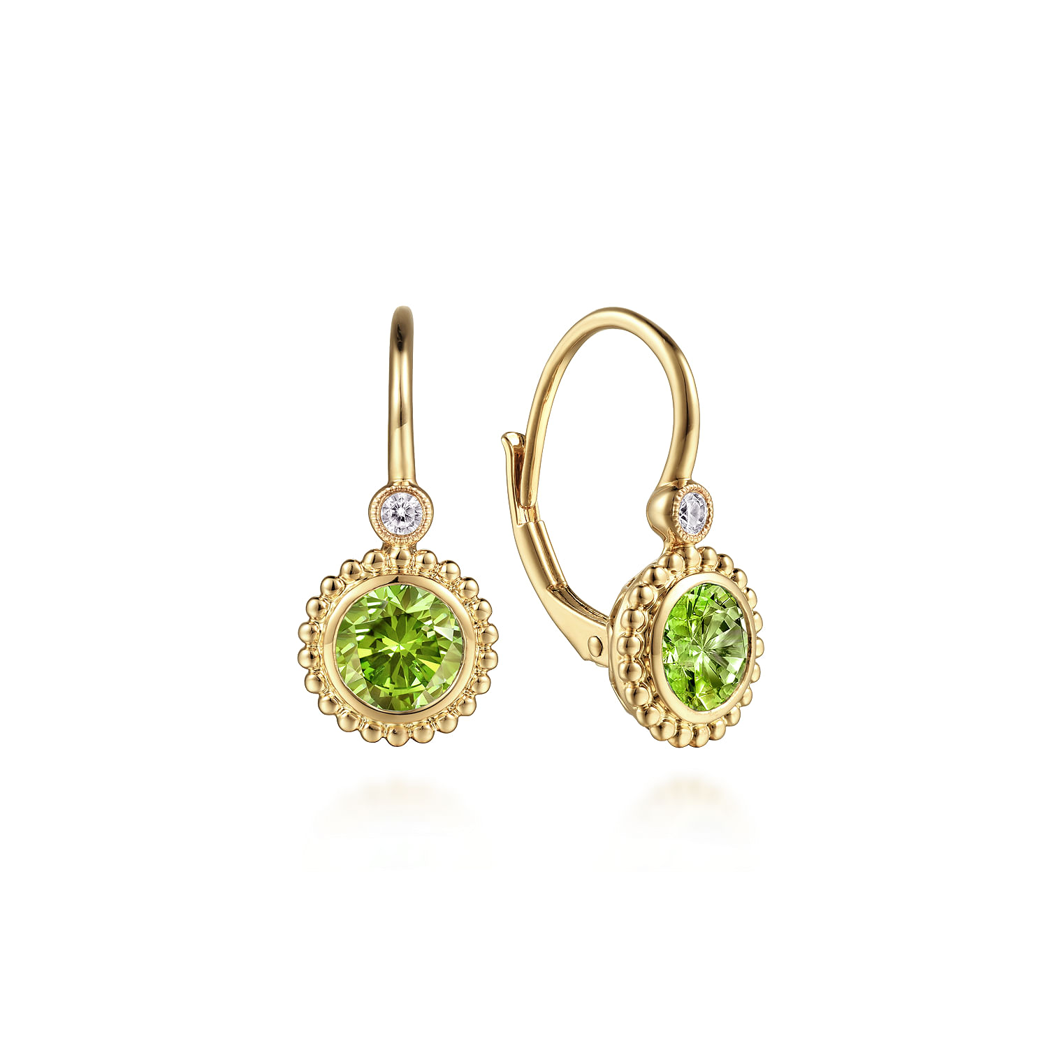14K Yellow Gold Diamond And Peridot Bujukan Drop Earrings