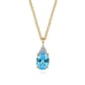 14K Yellow Gold Diamond And Swiss Blue Topaz Pendant Necklace - 0.05 ct
