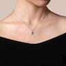 14K Yellow Gold Diamond And Swiss Blue Topaz Pendant Necklace - 0.05 ct
