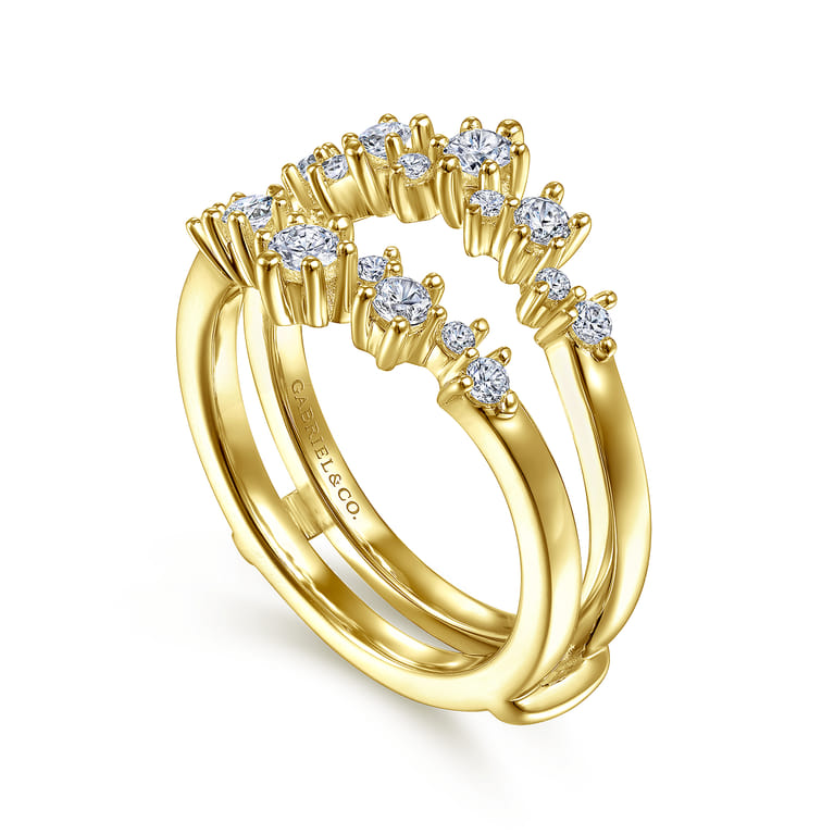 Enhancer Wedding Ring in 14k Yellow Gold with Round Natural Diamond at Gabriel & Co. - Shot 3