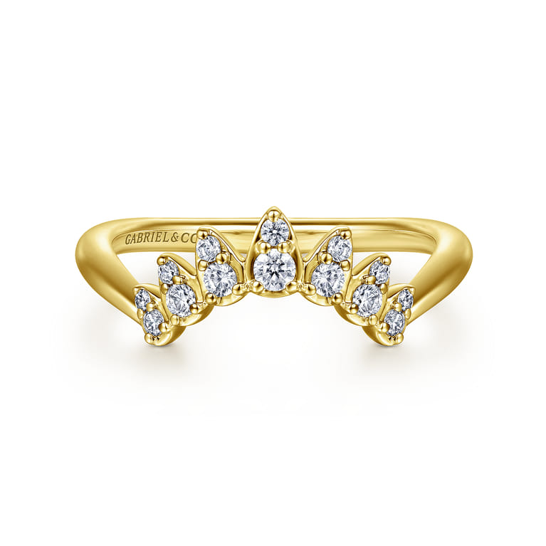 Curved Wedding Ring in 14k Yellow Gold with  Natural Diamond at Gabriel & Co. - Shot 1