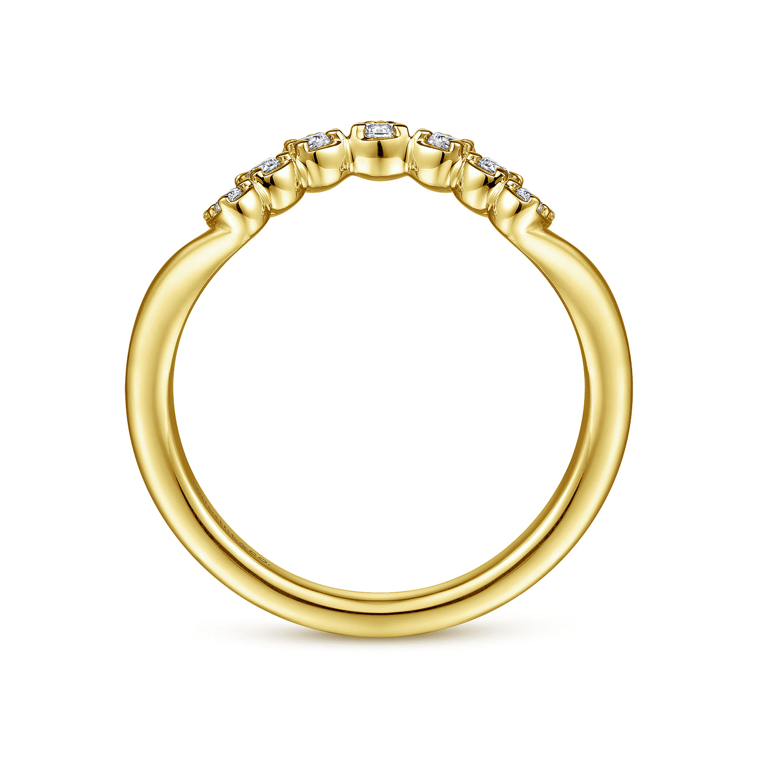 Curved Wedding Ring in 14k Yellow Gold with  Natural Diamond at Gabriel & Co. - Shot 2