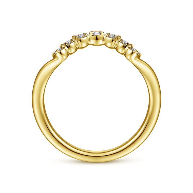 Curved Wedding Ring in 14k Yellow Gold with  Natural Diamond at Gabriel & Co. - Shot 2