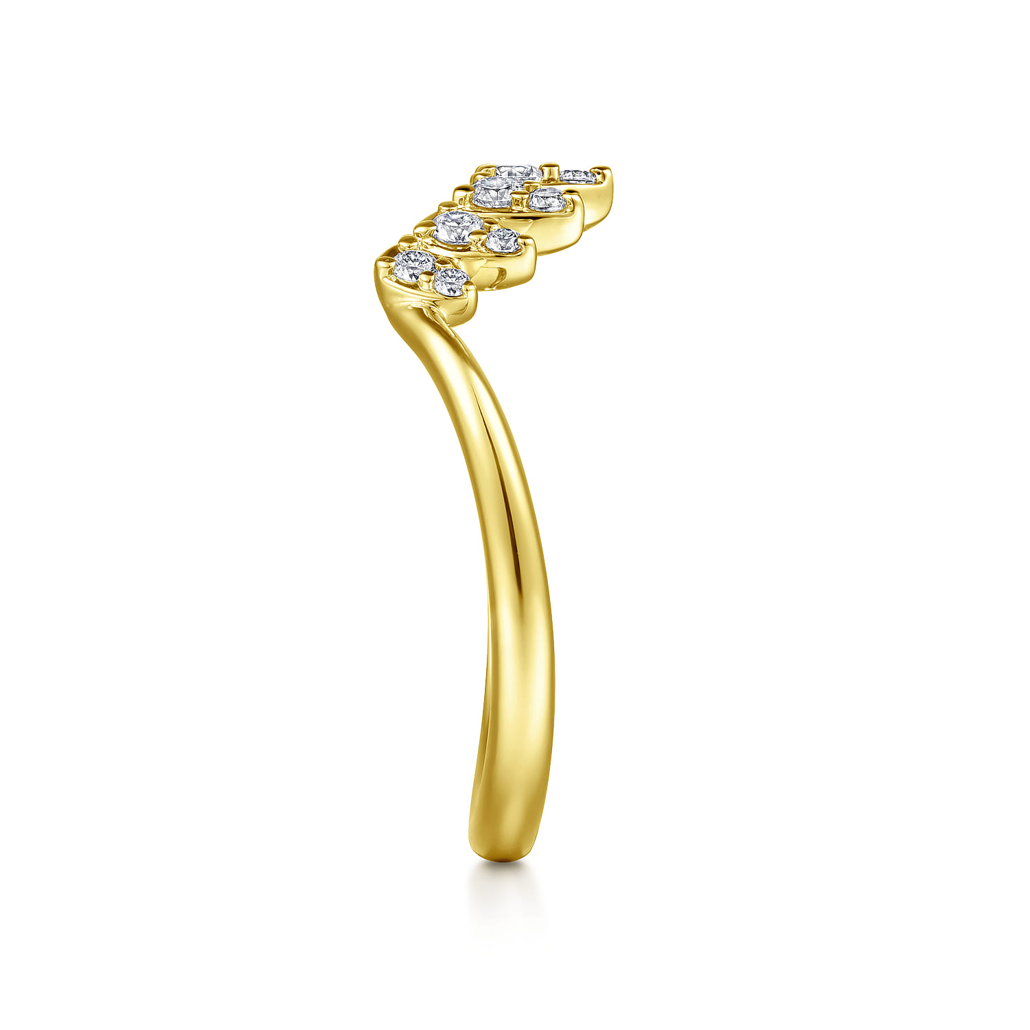 Curved Wedding Ring in 14k Yellow Gold with  Natural Diamond at Gabriel & Co. - Shot 4
