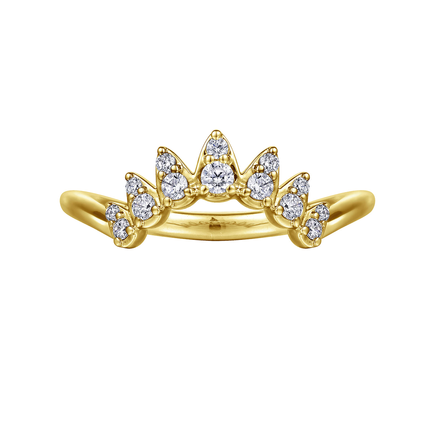 Curved Wedding Ring in 14k Yellow Gold with  Natural Diamond at Gabriel & Co. - Shot 5