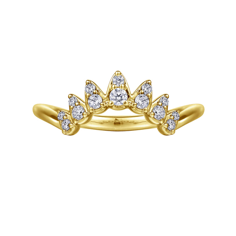 Curved Wedding Ring in 14k Yellow Gold with  Natural Diamond at Gabriel & Co. - Shot 5