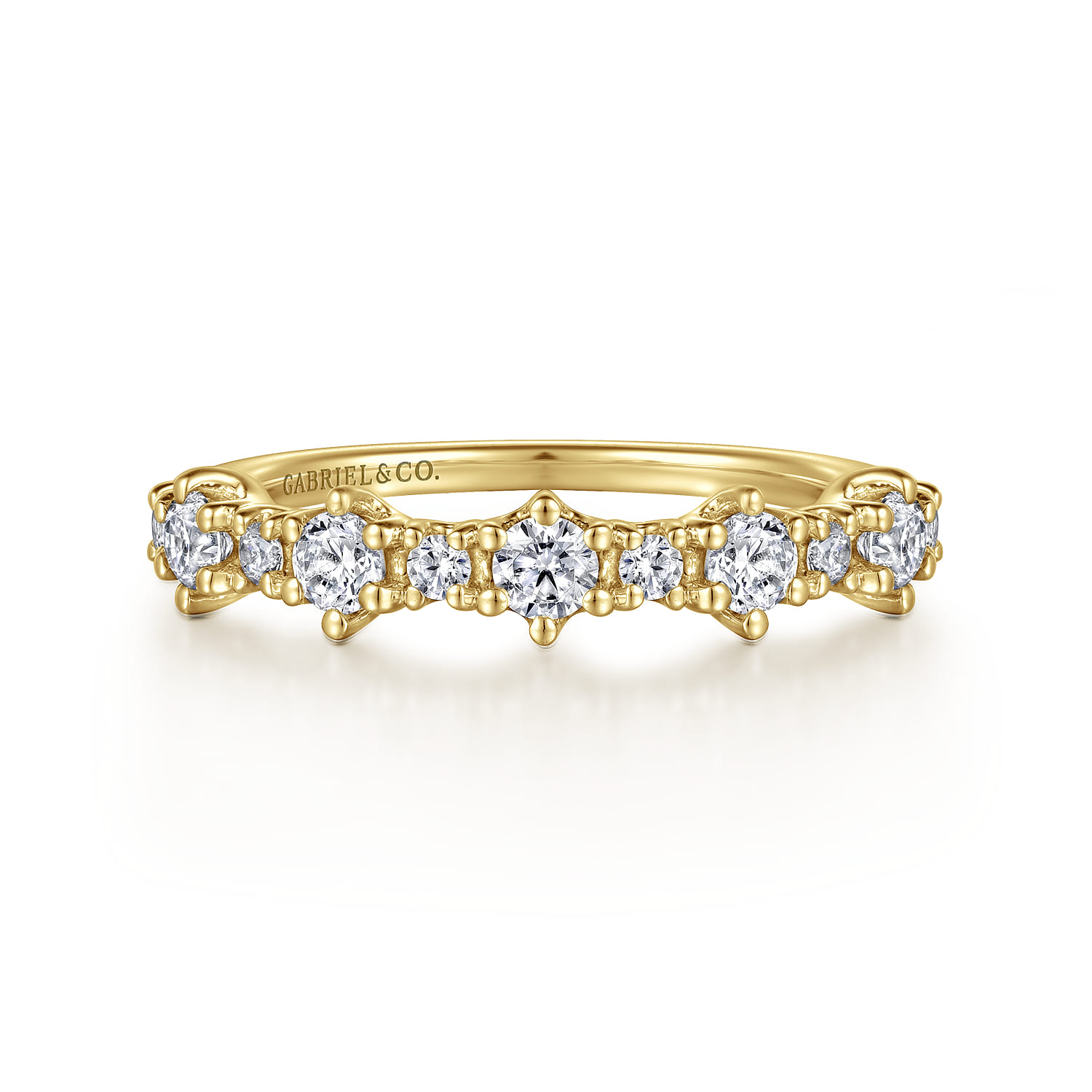 Straight Wedding Ring in 14k Yellow Gold with Round Natural Diamond at Gabriel & Co. - Shot 1