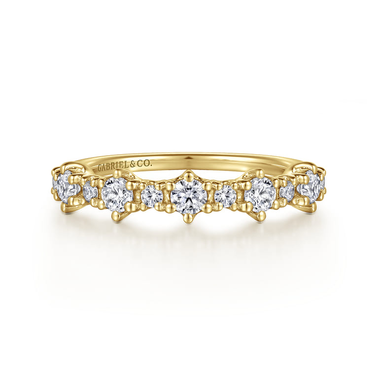 Straight Wedding Ring in 14k Yellow Gold with Round Natural Diamond at Gabriel & Co. - Shot 1