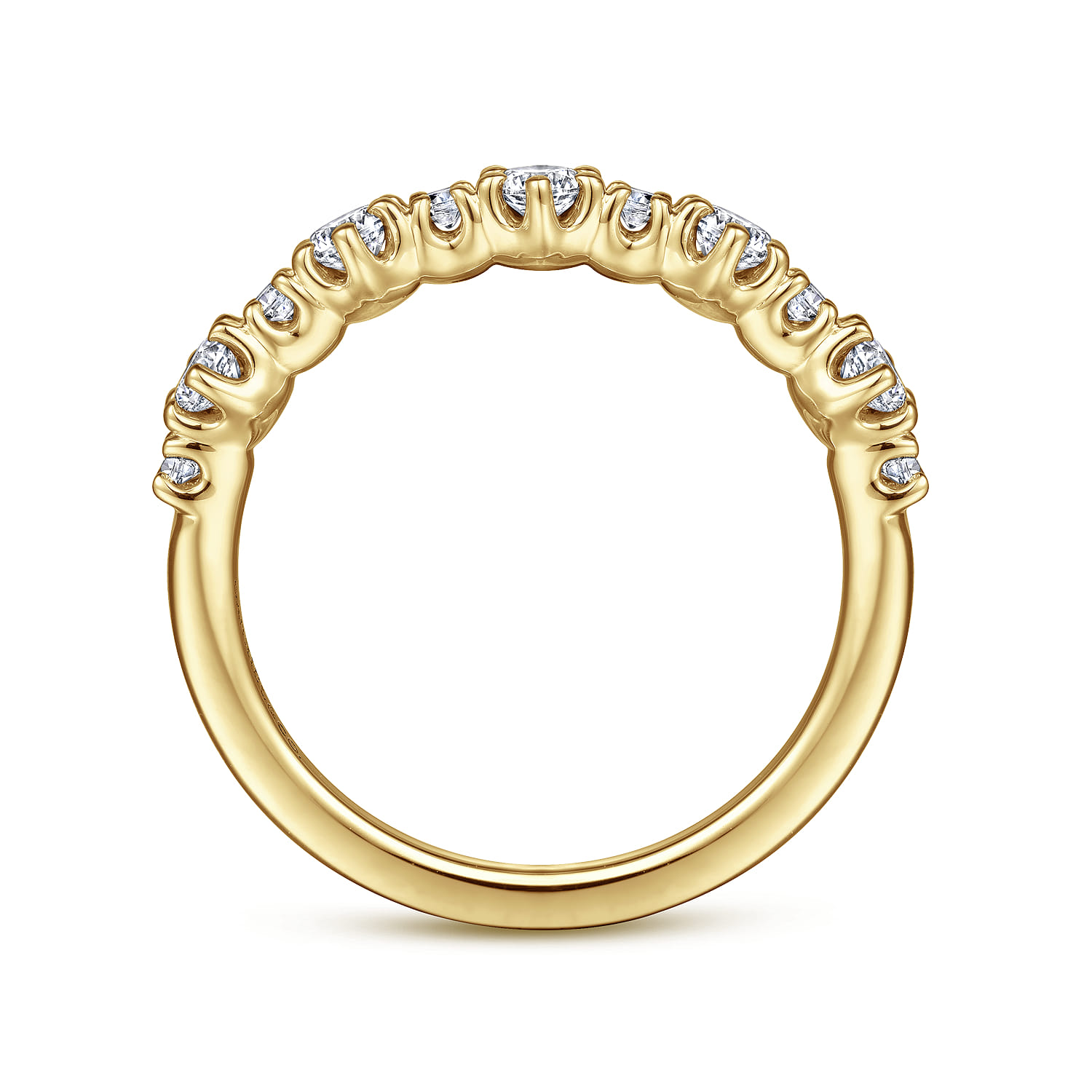 Straight Wedding Ring in 14k Yellow Gold with Round Natural Diamond at Gabriel & Co. - Shot 2