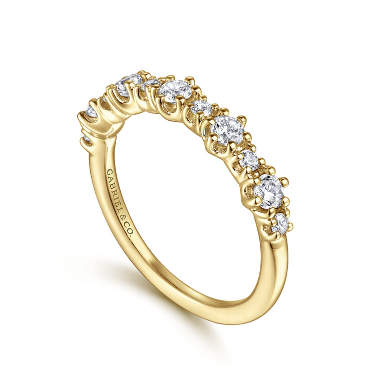 Straight Wedding Ring in 14k Yellow Gold with Round Natural Diamond at Gabriel & Co. - Shot 3