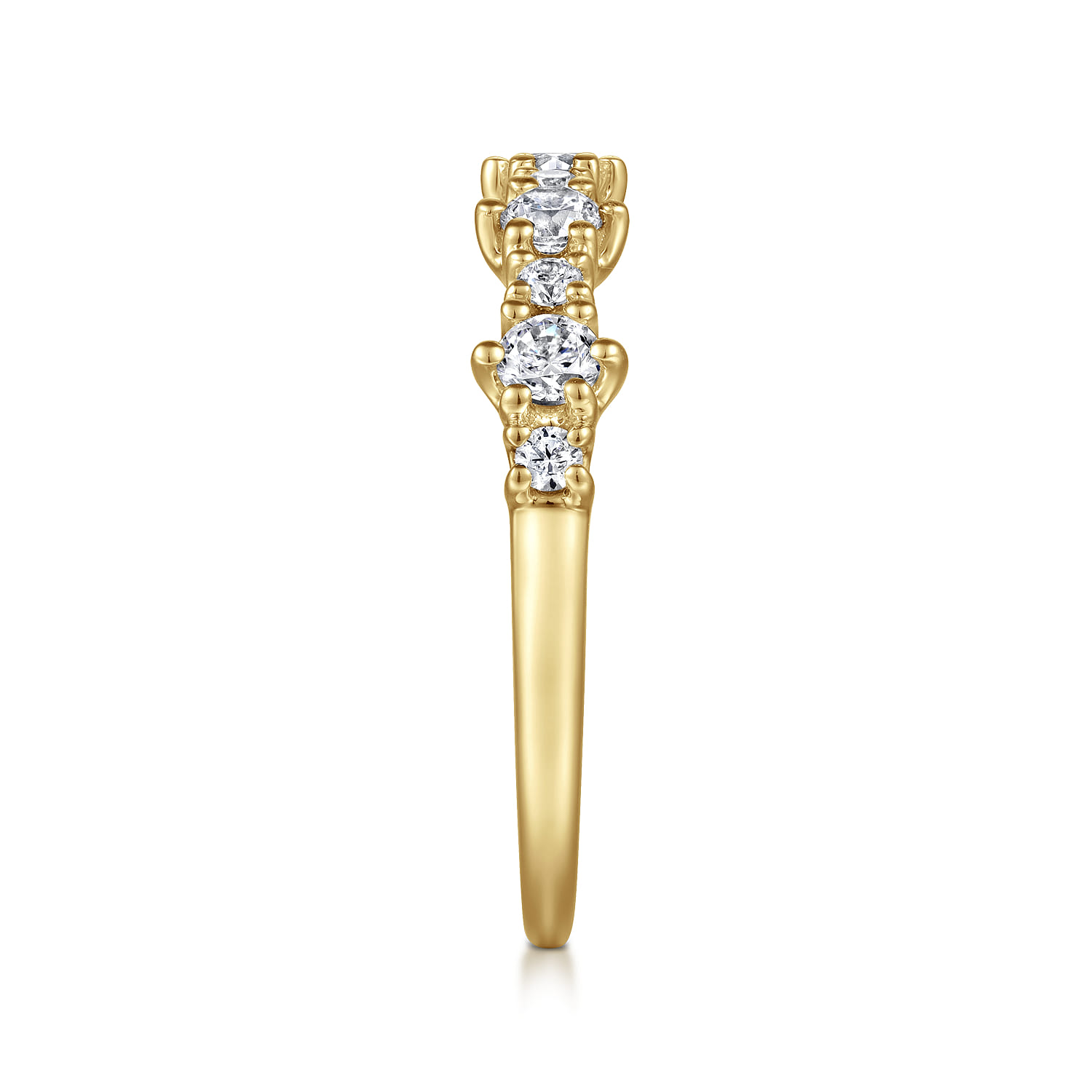 Straight Wedding Ring in 14k Yellow Gold with Round Natural Diamond at Gabriel & Co. - Shot 4