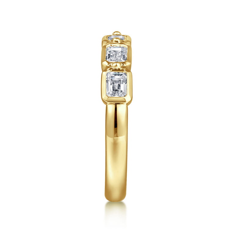 Straight Wedding Ring in 14k Yellow Gold with Emerald Cut Natural Diamond at Gabriel & Co. - Shot 4