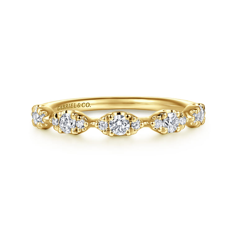 Fancy Wedding Ring in 14k Yellow Gold with Round Natural Diamond at Gabriel & Co. - Shot 1