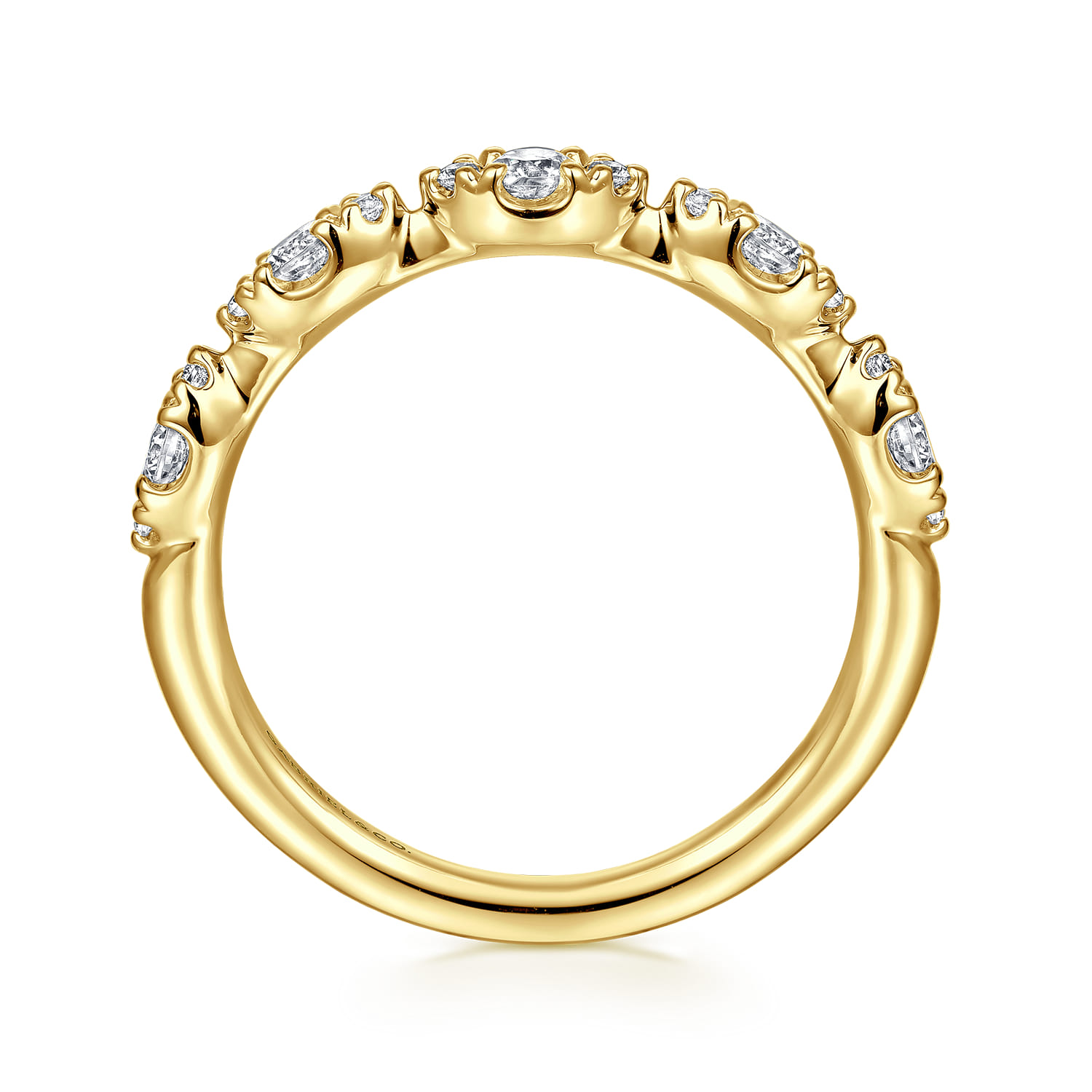 Fancy Wedding Ring in 14k Yellow Gold with Round Natural Diamond at Gabriel & Co. - Shot 2