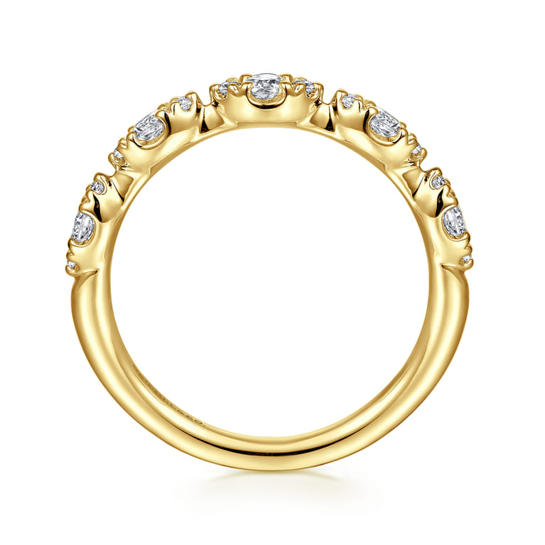 Fancy Wedding Ring in 14k Yellow Gold with Round Natural Diamond at Gabriel & Co. - Shot 2