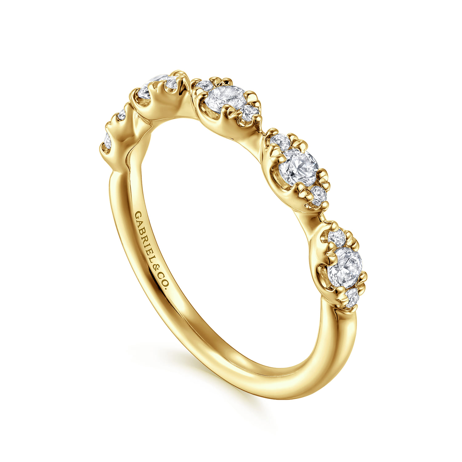 Fancy Wedding Ring in 14k Yellow Gold with Round Natural Diamond at Gabriel & Co. - Shot 3