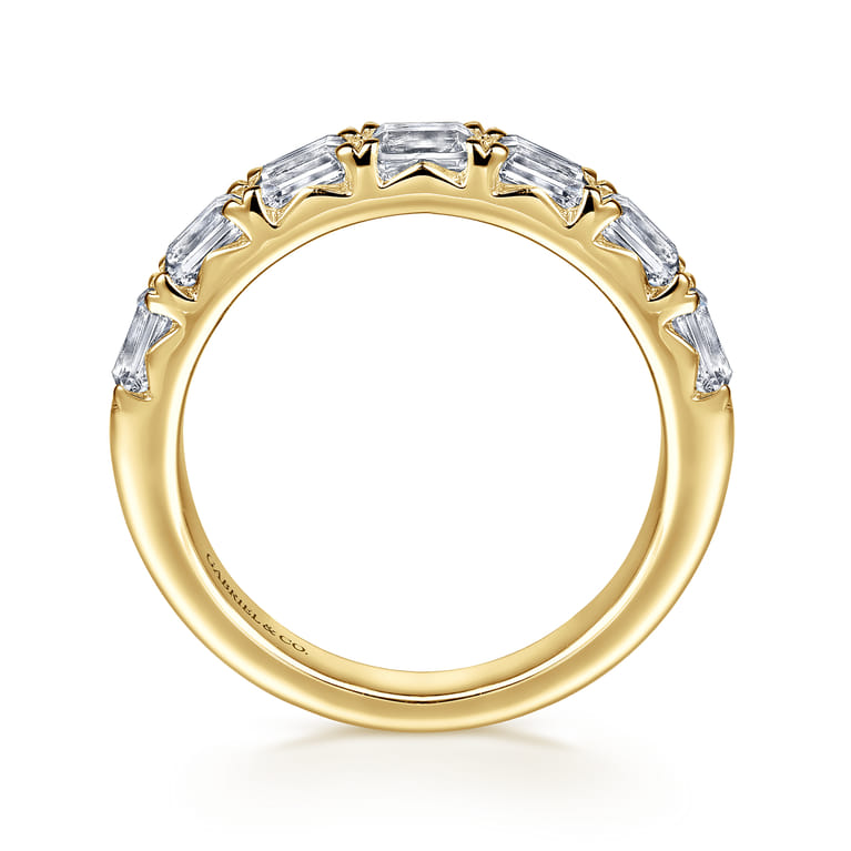 Straight Wedding Ring in 14k Yellow Gold with Emerald Cut Natural Diamond at Gabriel & Co. - Shot 2