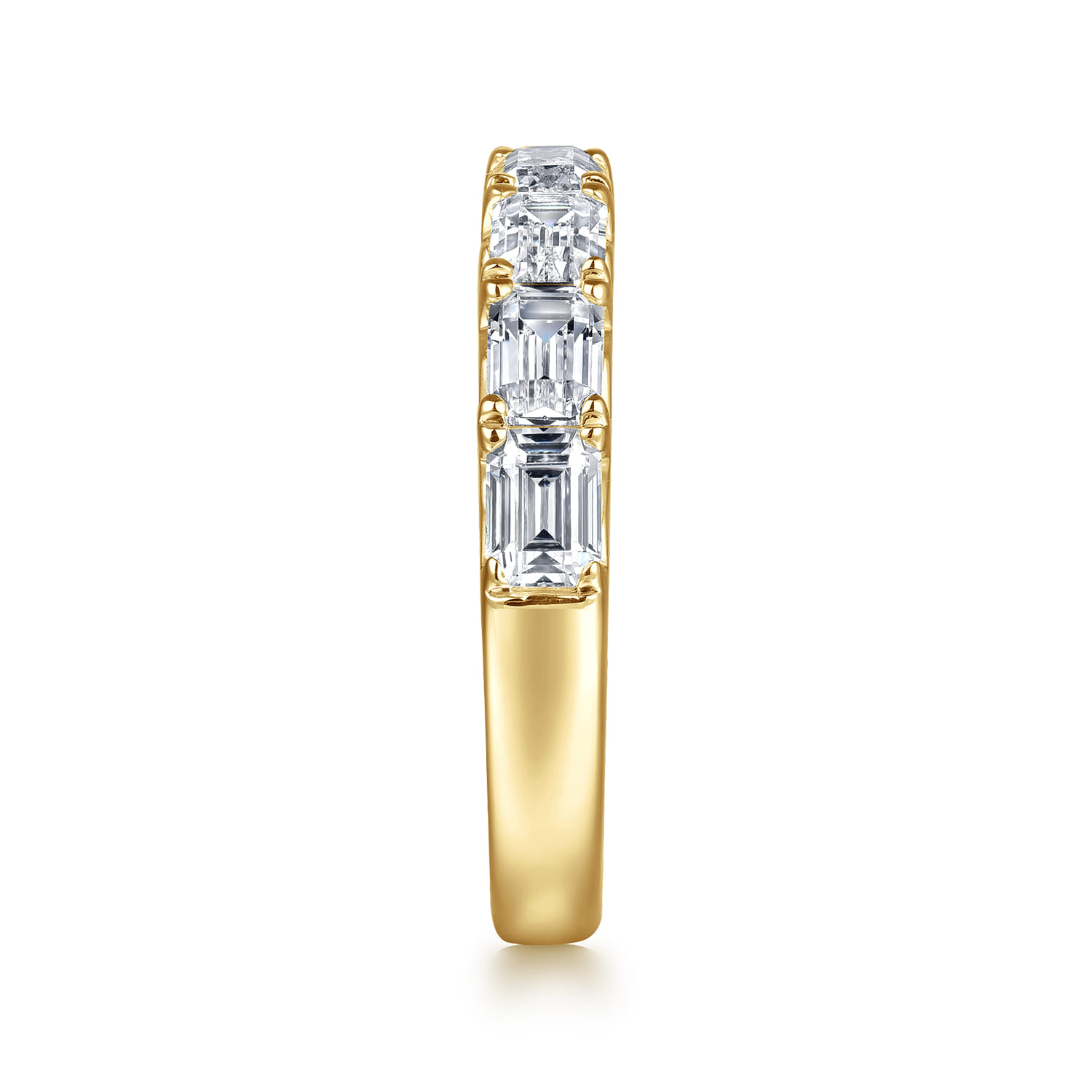 Straight Wedding Ring in 14k Yellow Gold with Emerald Cut Natural Diamond at Gabriel & Co. - Shot 4