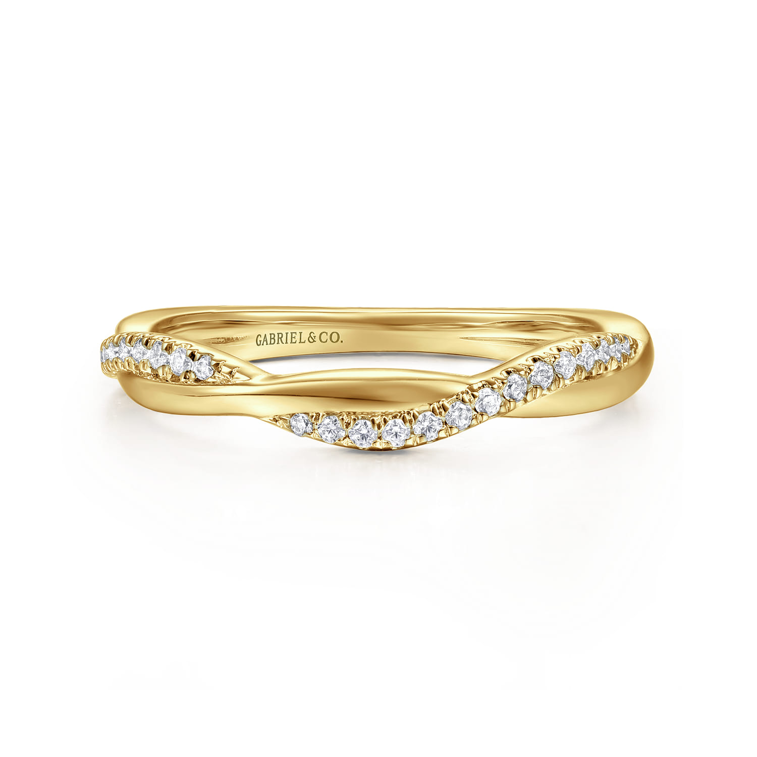 Twisted Wedding Ring in 14k Yellow Gold with  Natural Diamond at Gabriel & Co. - Shot 1
