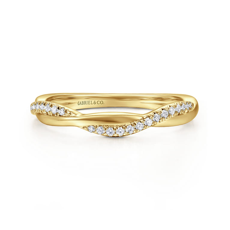 Twisted Wedding Ring in 14k Yellow Gold with  Natural Diamond at Gabriel & Co. - Shot 1