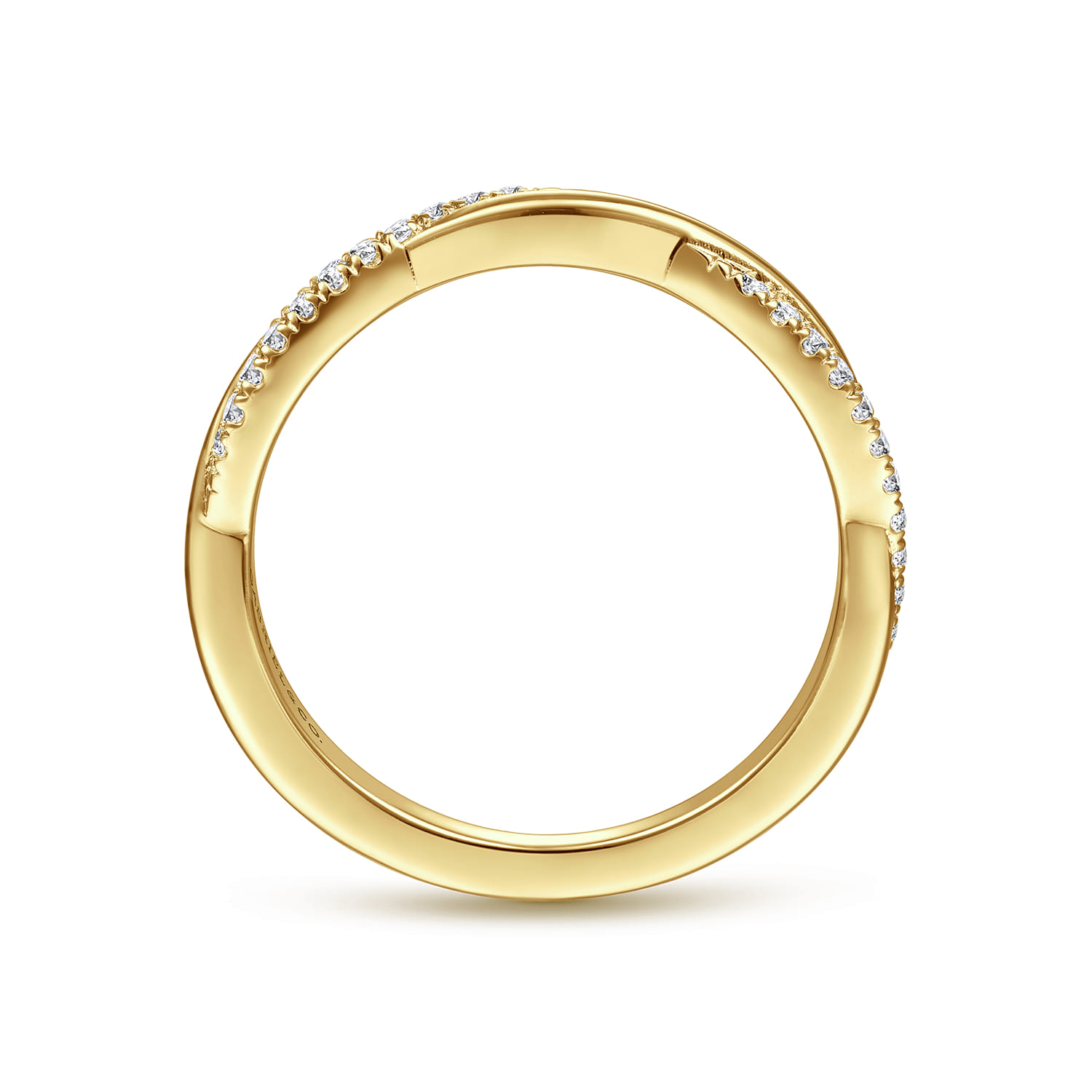Twisted Wedding Ring in 14k Yellow Gold with  Natural Diamond at Gabriel & Co. - Shot 2