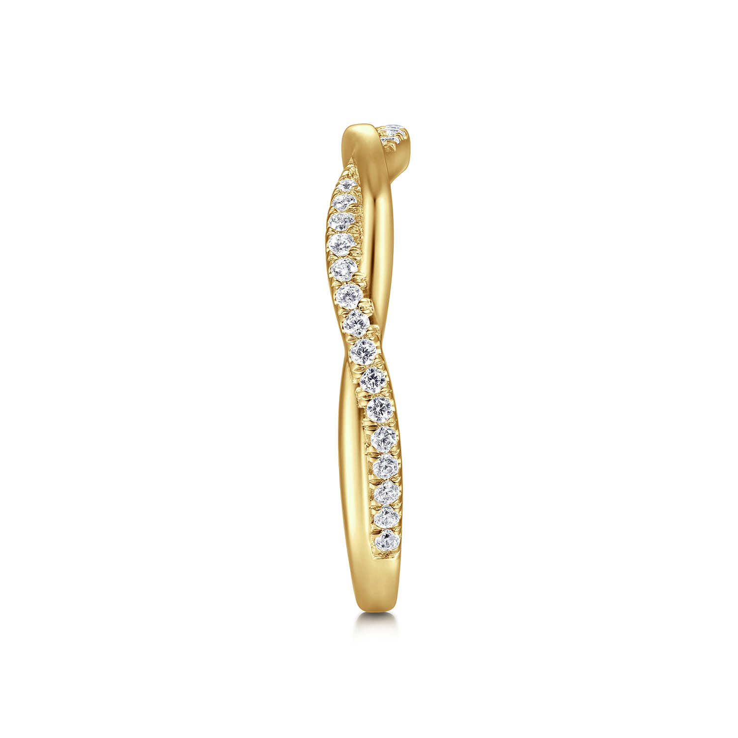 Twisted Wedding Ring in 14k Yellow Gold with  Natural Diamond at Gabriel & Co. - Shot 4
