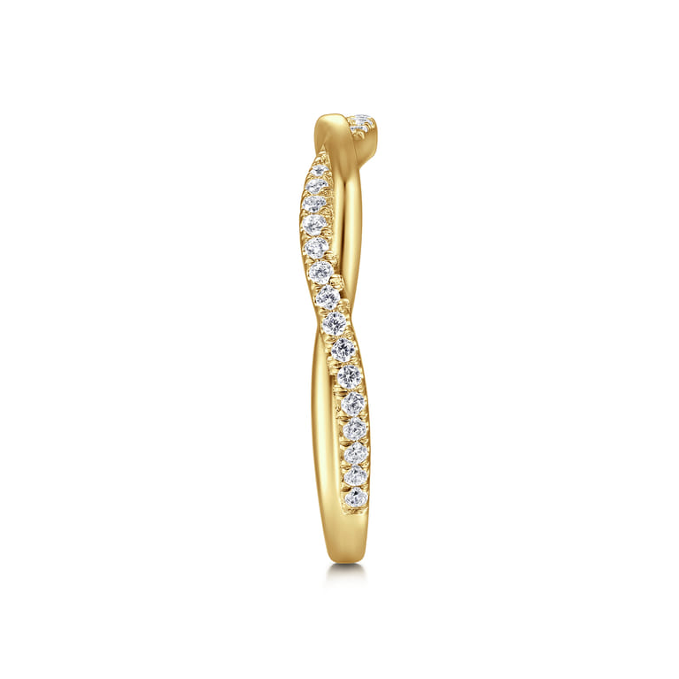 Twisted Wedding Ring in 14k Yellow Gold with  Natural Diamond at Gabriel & Co. - Shot 4