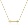 14K Yellow Gold Diamond Arrow Necklace - 0.03 ct