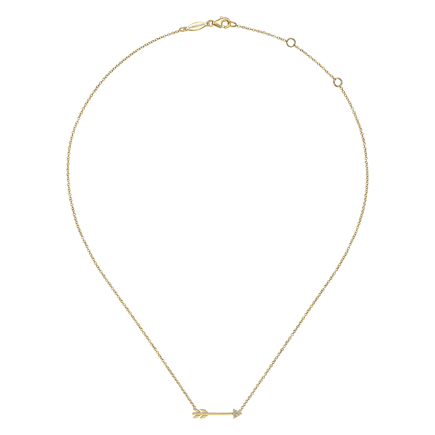 14K Yellow Gold Diamond Arrow Necklace - 0.03 ct - Shot 2