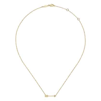 14K Yellow Gold Diamond Arrow Necklace