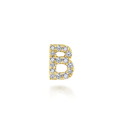 14K Yellow Gold Diamond B Initial Locket Charm