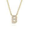 14K Yellow Gold Diamond B Initial Pendant Necklace - 0.08 ct