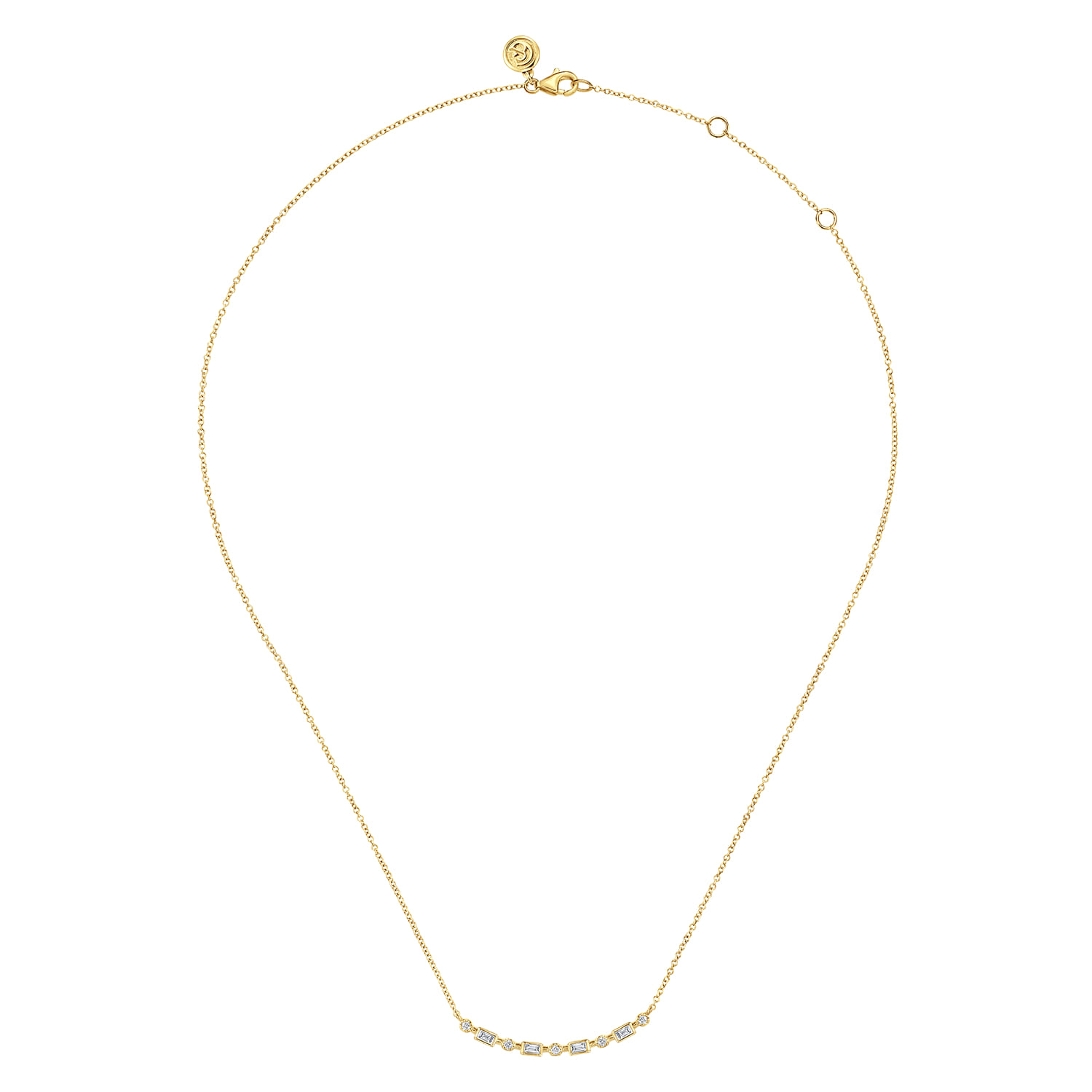 14K Yellow Gold Diamond Baguette Horizontal Bar Necklace - 0.3 ct - Shot 2