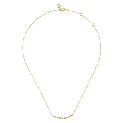14K Yellow Gold Diamond Baguette Horizontal Bar Necklace