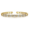14K Yellow Gold Diamond Baguette Station Bangle - 1.6 ct