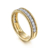 14K Yellow Gold Diamond Band Stackable with Twisted Rope Border - 0.5 ct