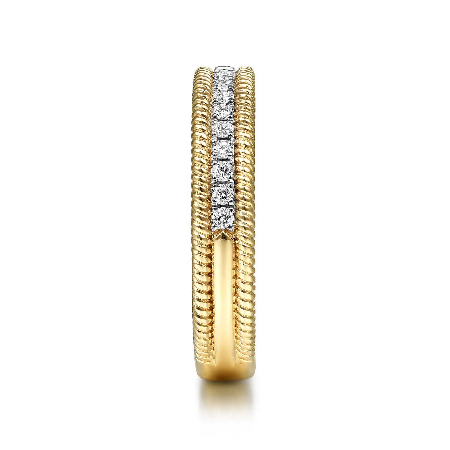 14K Yellow Gold Diamond Band with Twisted Rope Border - 0.25 ct - Shot 4