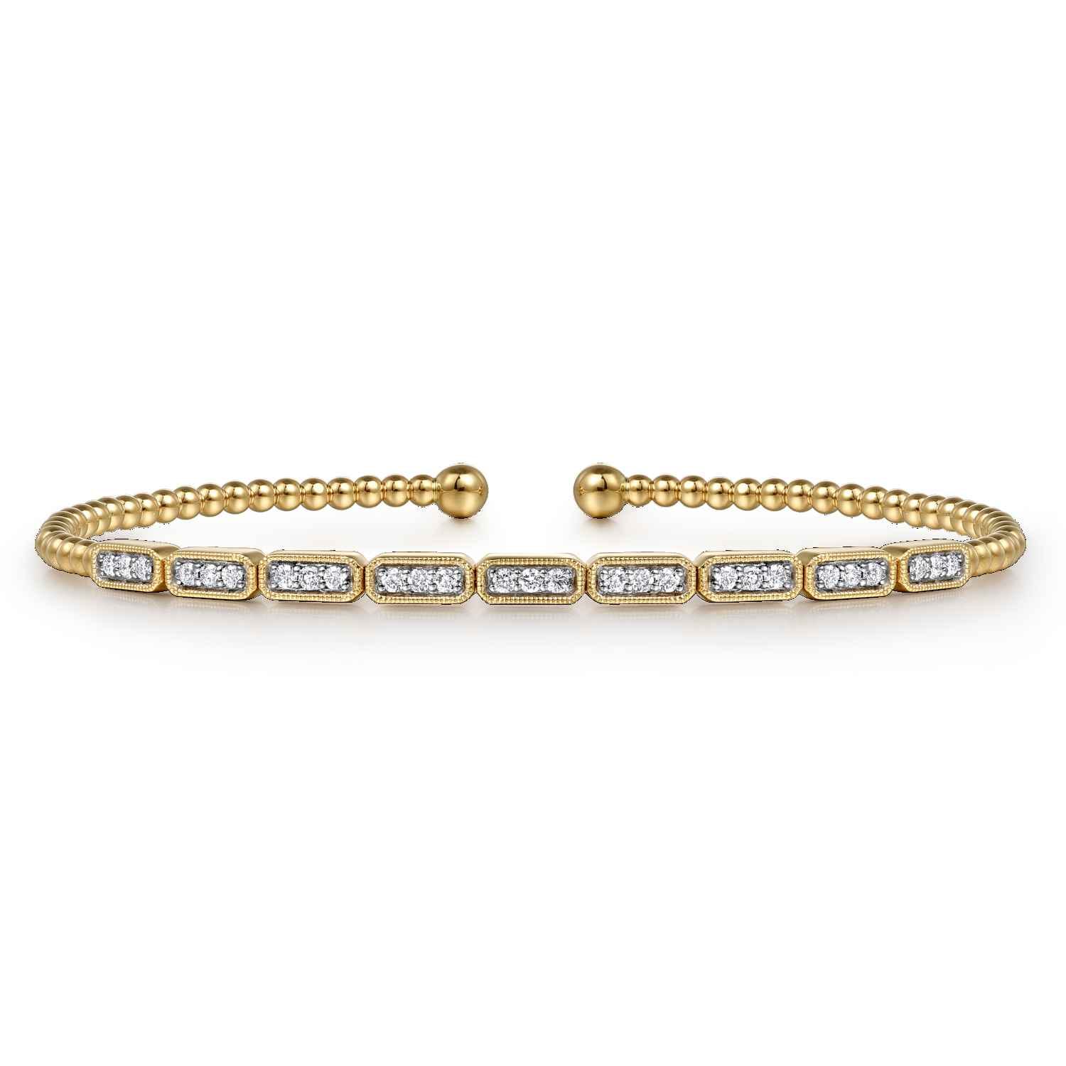14K Yellow Gold Diamond Bangle Bracelet - 0.25 ct - Shot 1