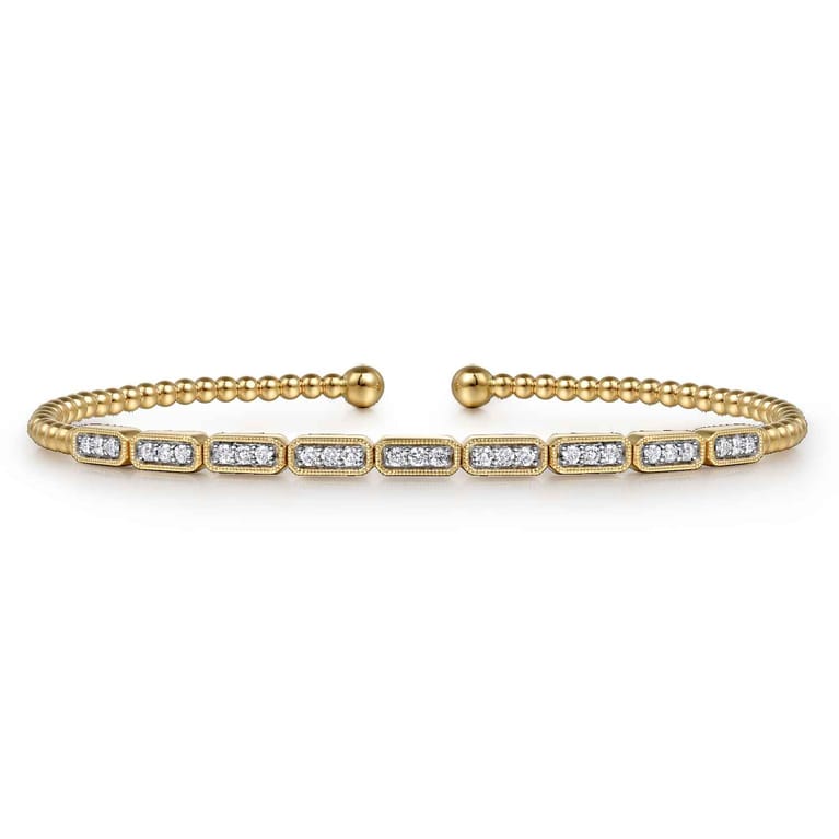 14K Yellow Gold Diamond Bangle Bracelet - 0.25 ct - Shot 1